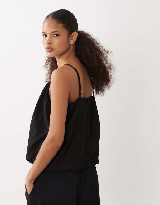 AWARE - Sort cami-top med boblekant - Del af sæt, 4 af 4