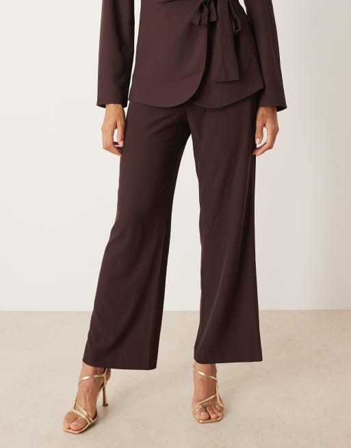 AWARE straight leg tailored trouser co-ord in chocolate, 2 of 5