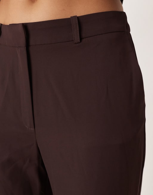 AWARE straight leg tailored trouser co-ord in chocolate, 3 of 5
