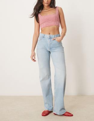 straight relaxed fit jeans in light blue wash