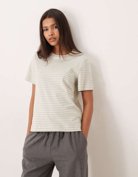 AWARE - T-shirt color crema a righe verde-azzurro - view 1