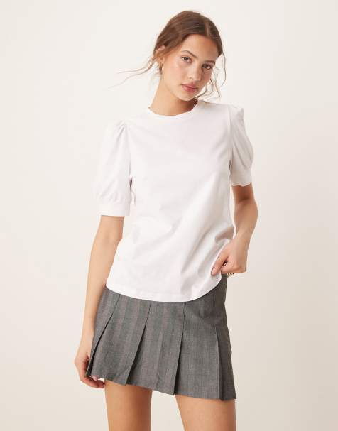 AWARE - T-shirt met pofmouwen in wit - view 1