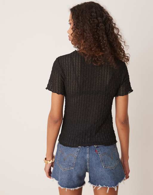 AWARE - T-shirt mini nera testurizzata , 4 di 4