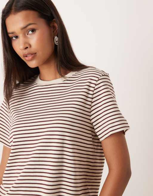 AWARE - T-shirt rayé - Crème et chocolat, 4 de 4