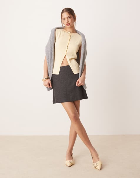 AWARE tailored mini skirt in dark gray melange - view 1