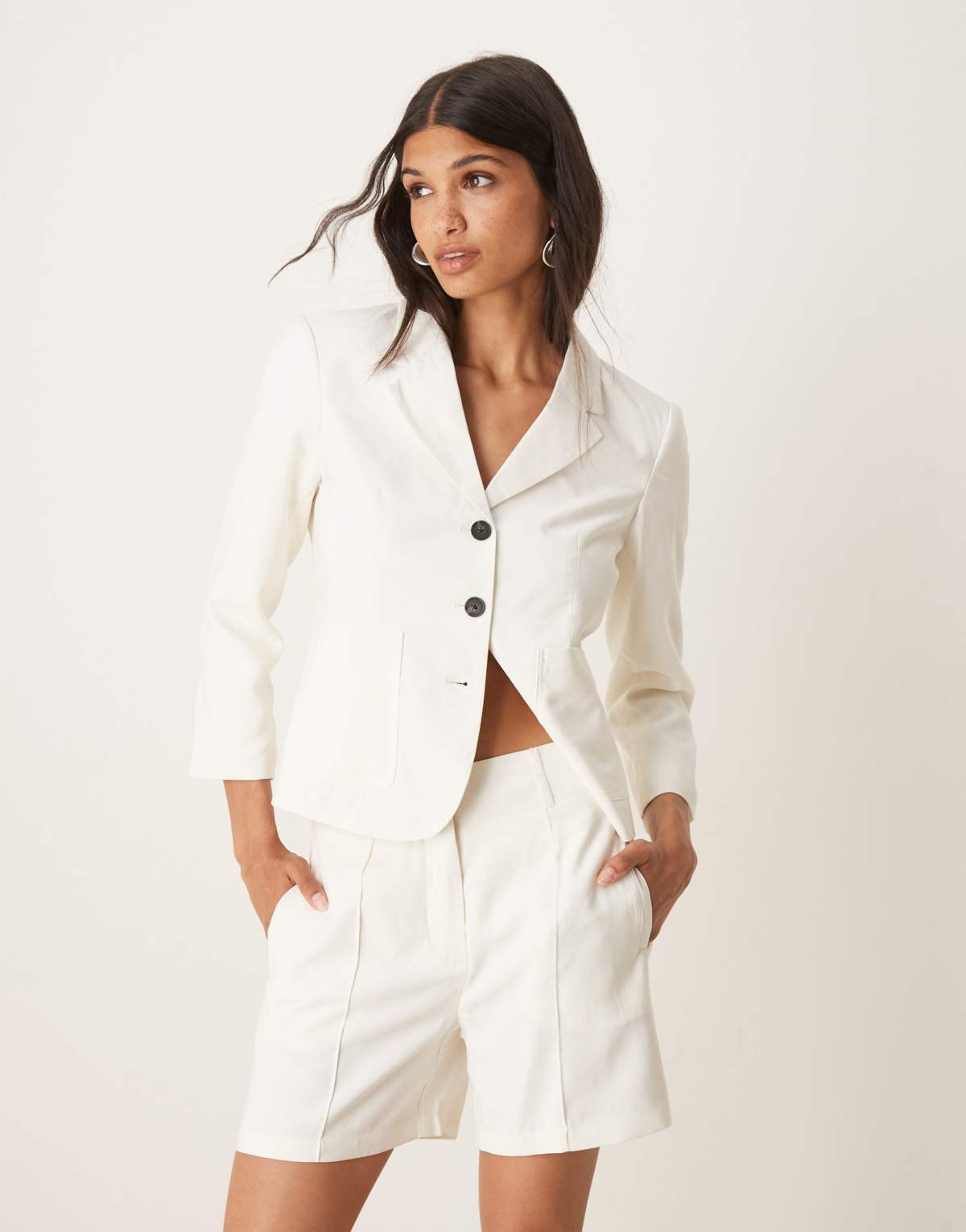 AWARE tailored shorts co-ord in white