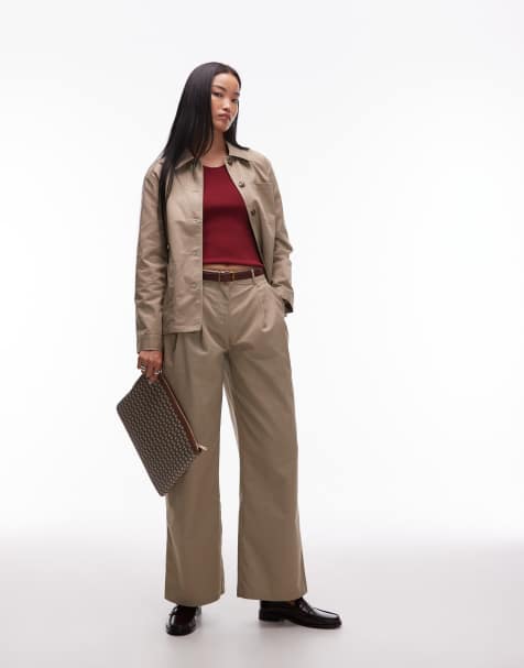 AWARE tailored trucker style jacket and barrel leg pants set in stone - view 1