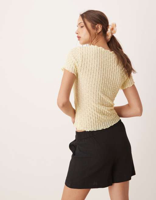 AWARE textured baby t-shirt in pale yellow, 4 of 4