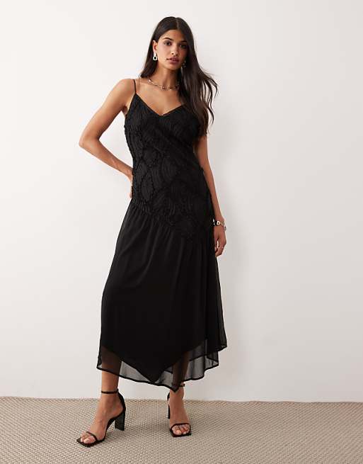 chiffon dresses midi ASOS DESIGN short sleeve collar dress in black Available In Off White And Sage Women's Bohemian Purple Floral Chiffon