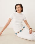 [AWARE] AWARE textured lettuce edge t-shirt in white (Part of a set) L Snow White