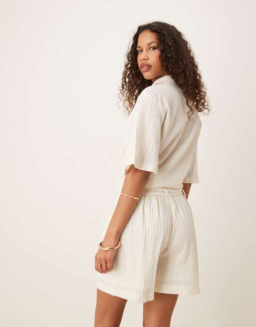 AWARE textured relaxed shorts in white - part of a set, 2 of 5