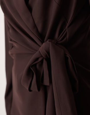 Aware Tie Side Tailored Blazer Co-ord In Brown