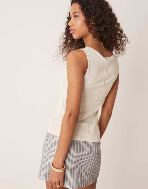 AWARE - Top en jersey surpiqué - Crème, 4 de 4