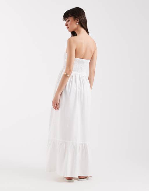 AWARE – Trägerloses Boho-Maxikleid in Weiß, 4 von 4