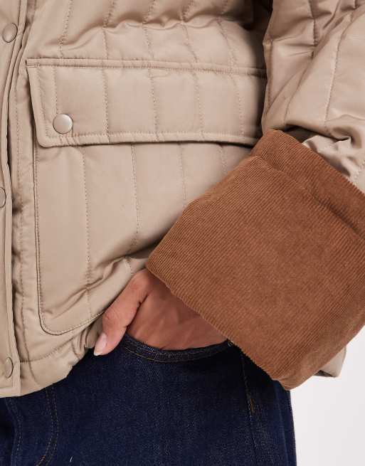 AWARE vatteret barn-jakke med kontrastkanter i beige, 3 af 4