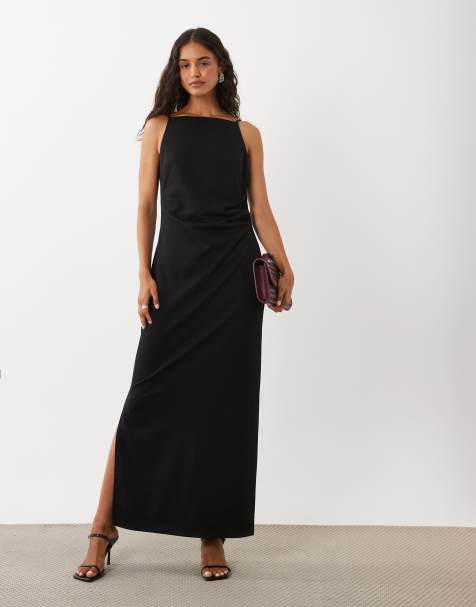AWARE - vestido maxi sin mangas con cuello barco en negro - view 1