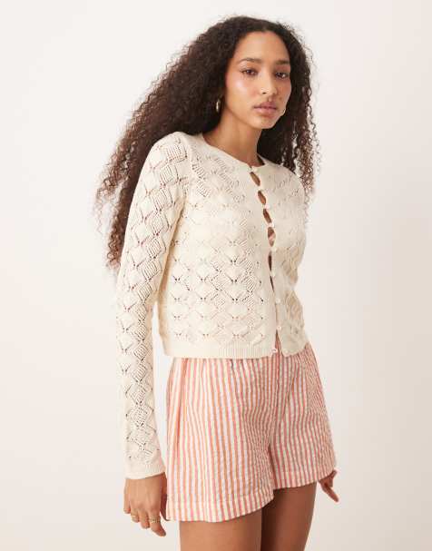 AWARE – Weitmaschige Strickjacke in Creme - view 1