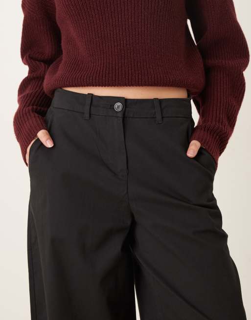 AWARE wide leg cropped work trouser in black, 4 of 5