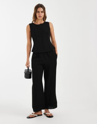 AWARE wide leg pants with lace trim detail in black - part of a set black 15090₽