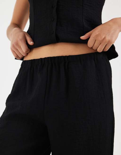 AWARE wide leg pants with lace trim detail in black - part of a set, 4 of 5