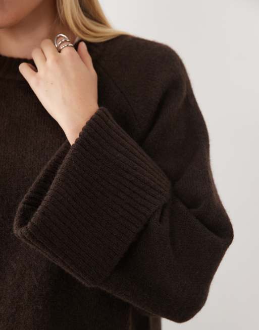 AWARE wide sleeve jumper in chocolate brown, 2 of 4