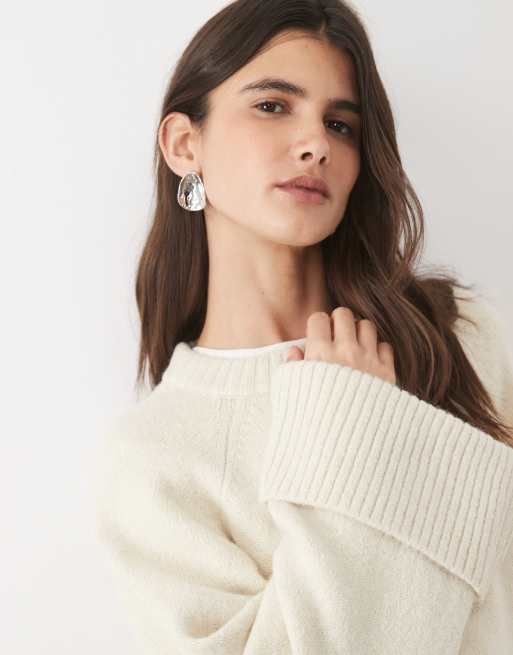 AWARE wide sleeve jumper in cream, 3 of 4