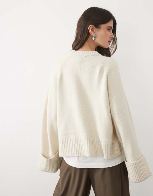 AWARE wide sleeve jumper in cream, 4 of 4