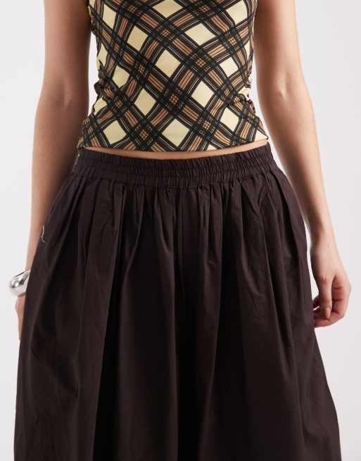 AWARE woven balloon trousers with cuffed ankle in chocolate brown, 3 of 5