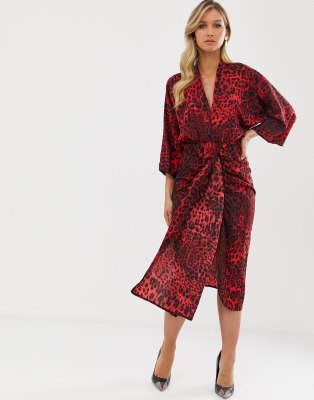 animal print wrap maxi dress