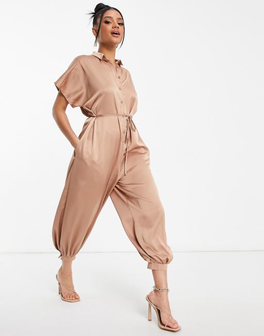 ASOS DESIGN seamless jumpsuit in mocha