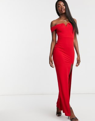 red maxi dress with slit