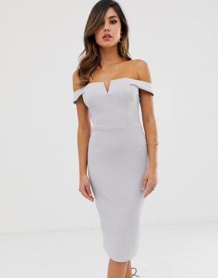 AX Paris bardot bodycon dress-Silver