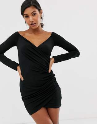 bardot ruched dress