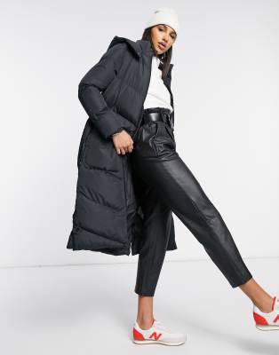 Black Hooded Long Puffer Coat – AX Paris