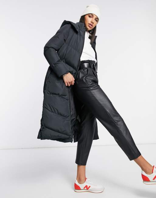 Black long deals line puffer coat