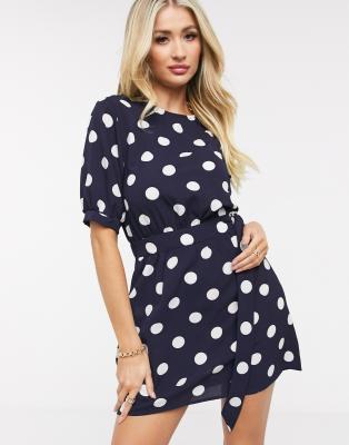 ax paris navy polka dot dress