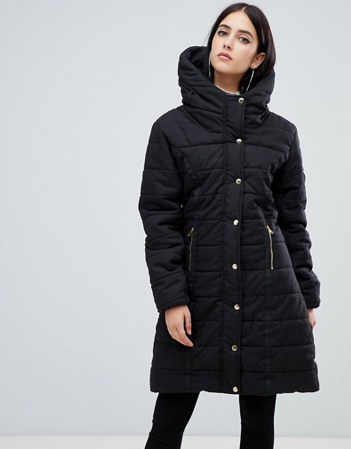 AX Paris belted padded jacket with faux fur lining | ASOS