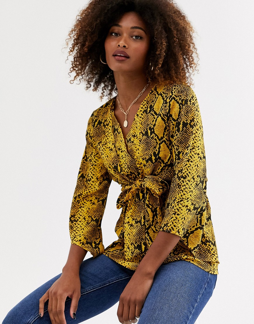 AX Paris - blouse met strik aan de voorkant in slangenprint-multi
