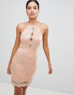 lace detail bodycon dress