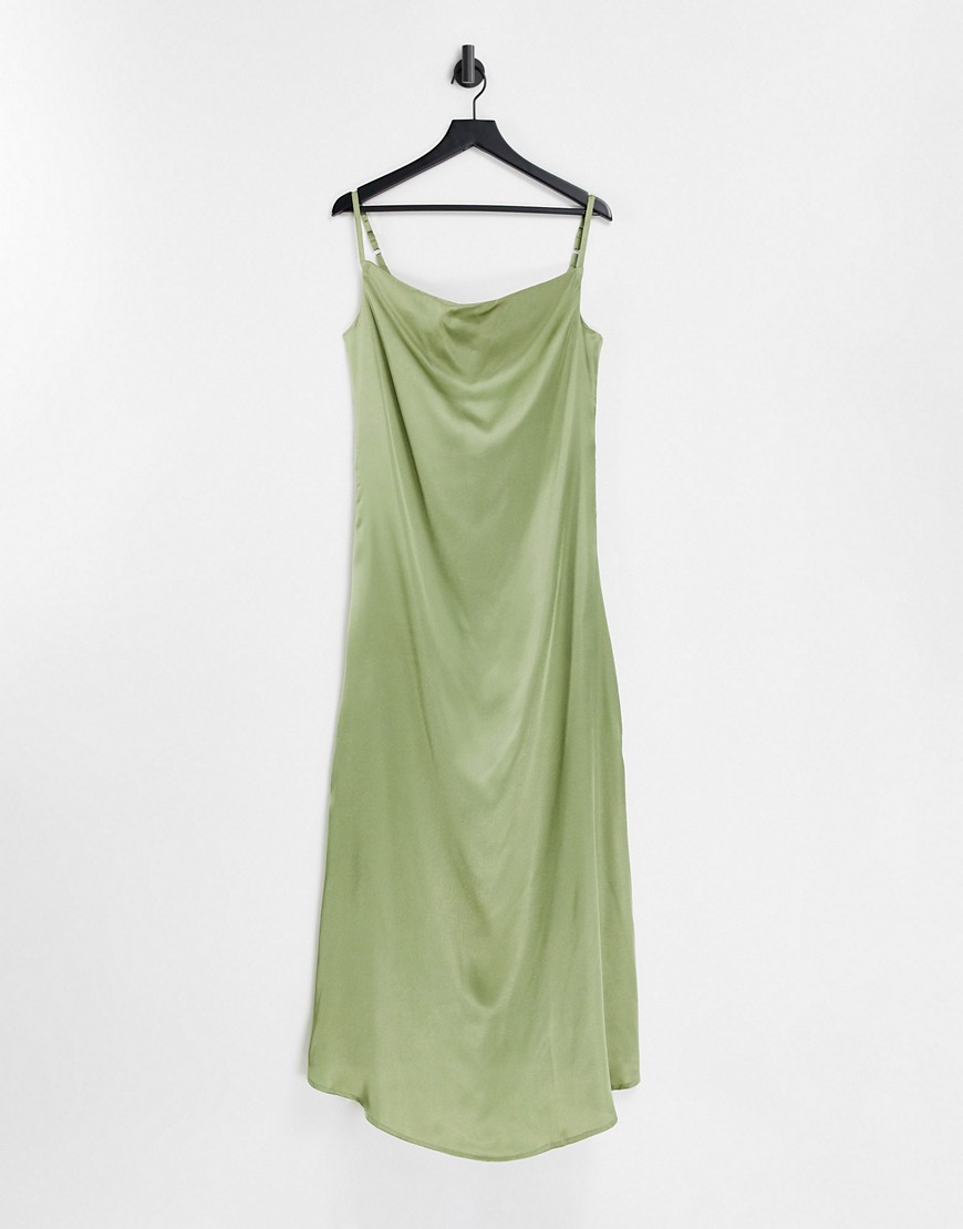 AX Paris Bridesmaid cami satin maxi dress in sage-Green