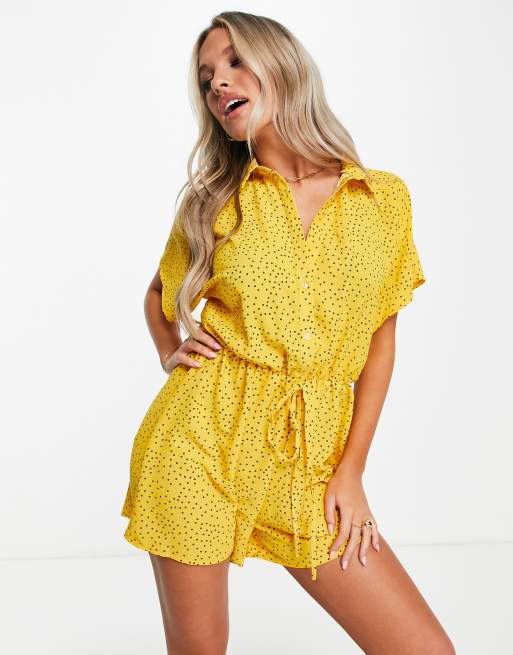 AX Paris button through playsuit in yellow | ASOS