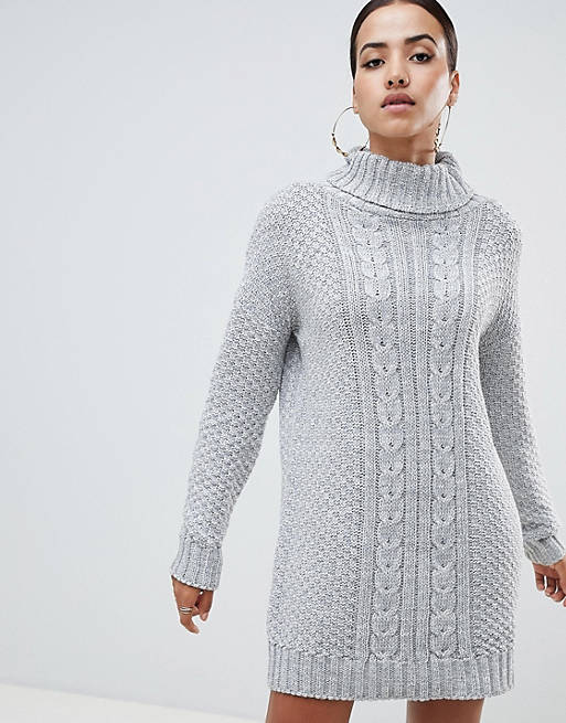 AX Paris cable knit high neck sweater dress