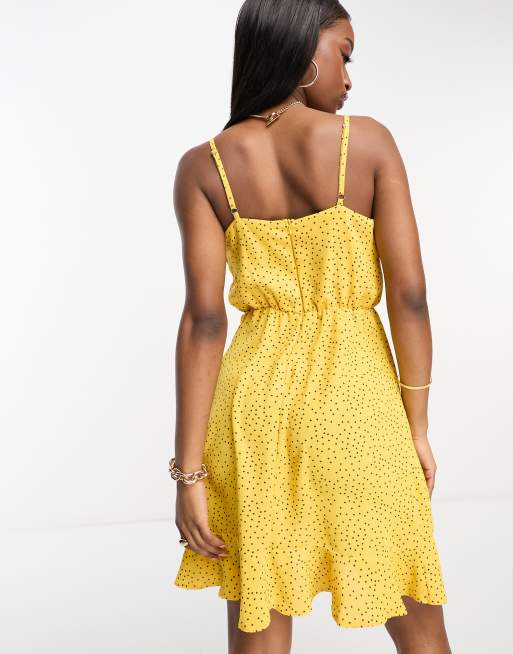 Yellow Polka Dot Wrap Midi Dress – AX Paris