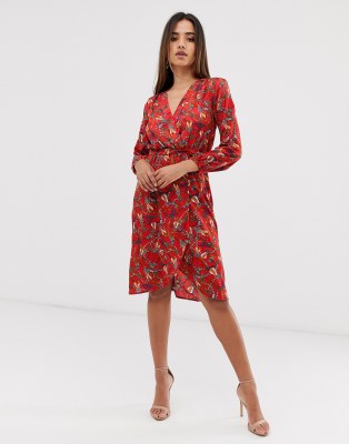 red chain print dress