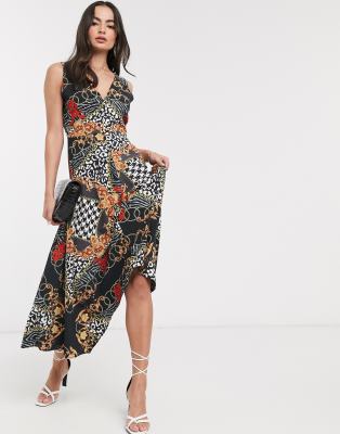 chain print midi dress