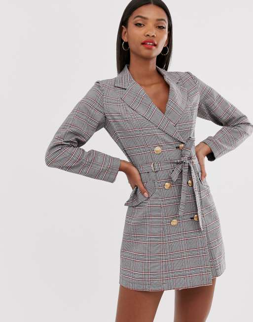 Grey heritage check cheap blazer dress