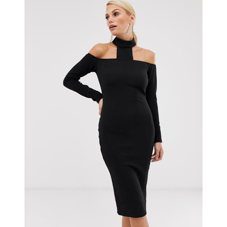 AX Paris choker neck long sleeve bodycon dress ASOS