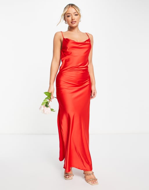 Asos red silk outlet dress