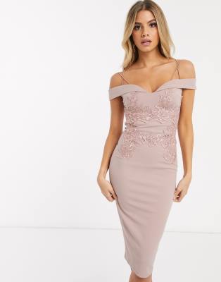 light pink cold shoulder dress