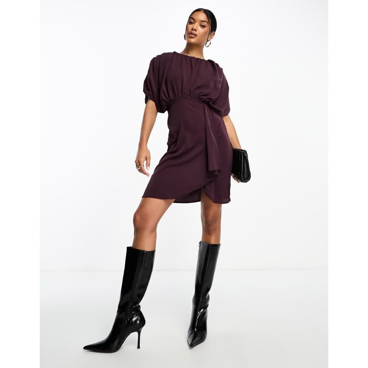 AX Paris drape detail wrap mini dress in purple